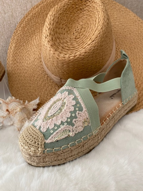 ESPADRILLES VERT D' EAU   36/37/38/39/40/41