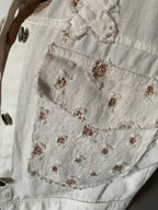 VESTE JEAN BLANCHE  ET SEQUINS MG  taille unique 36/ 42 PETIT 44