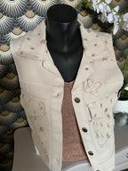 VESTE JEAN BEIGE   ET SEQUINS MG  taille unique 36/ 42 PETIT 44