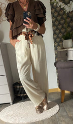 PANTALON ECRU  BRENDA TU36/42