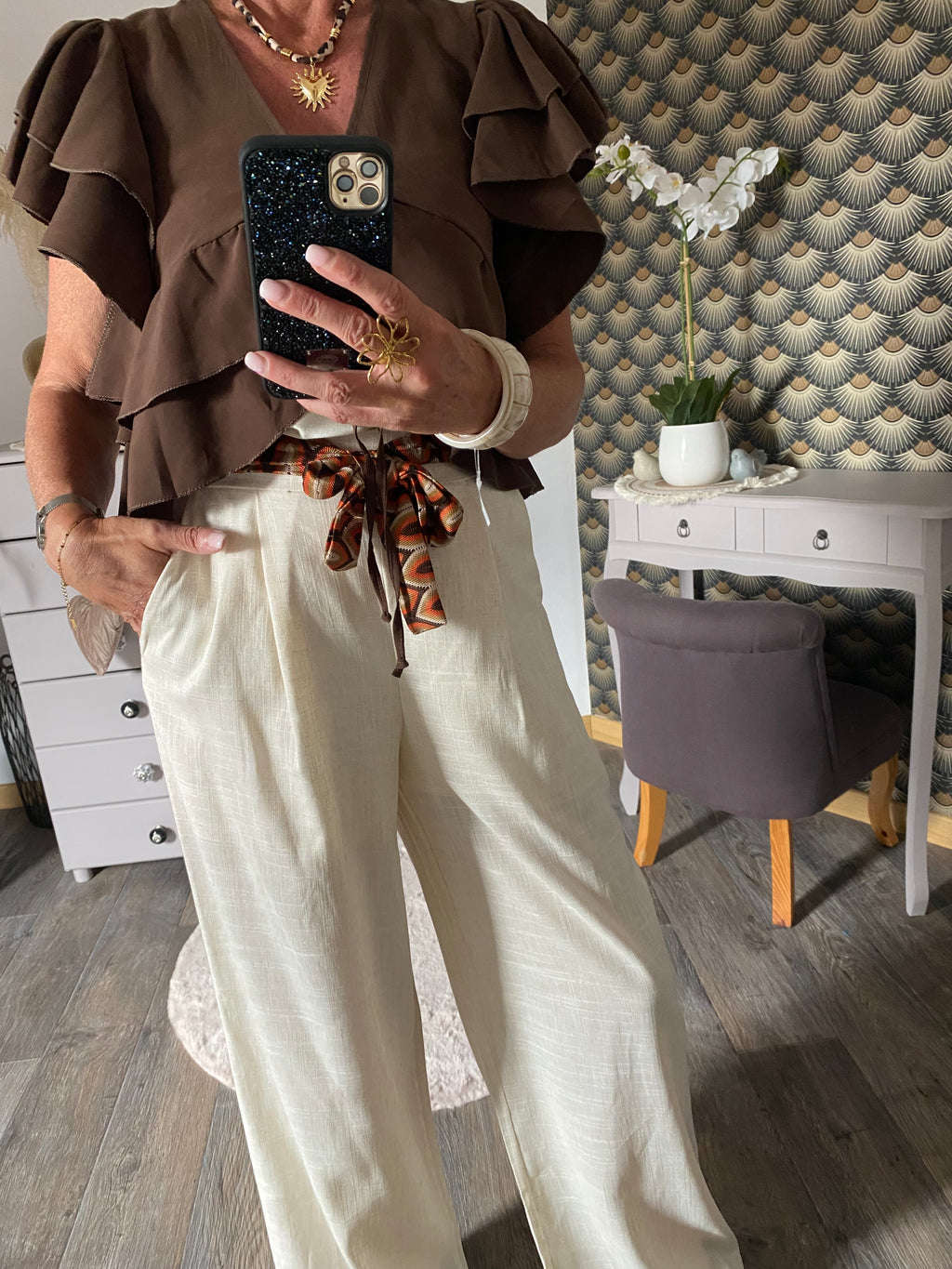 PANTALON ECRU  BRENDA TU36/42