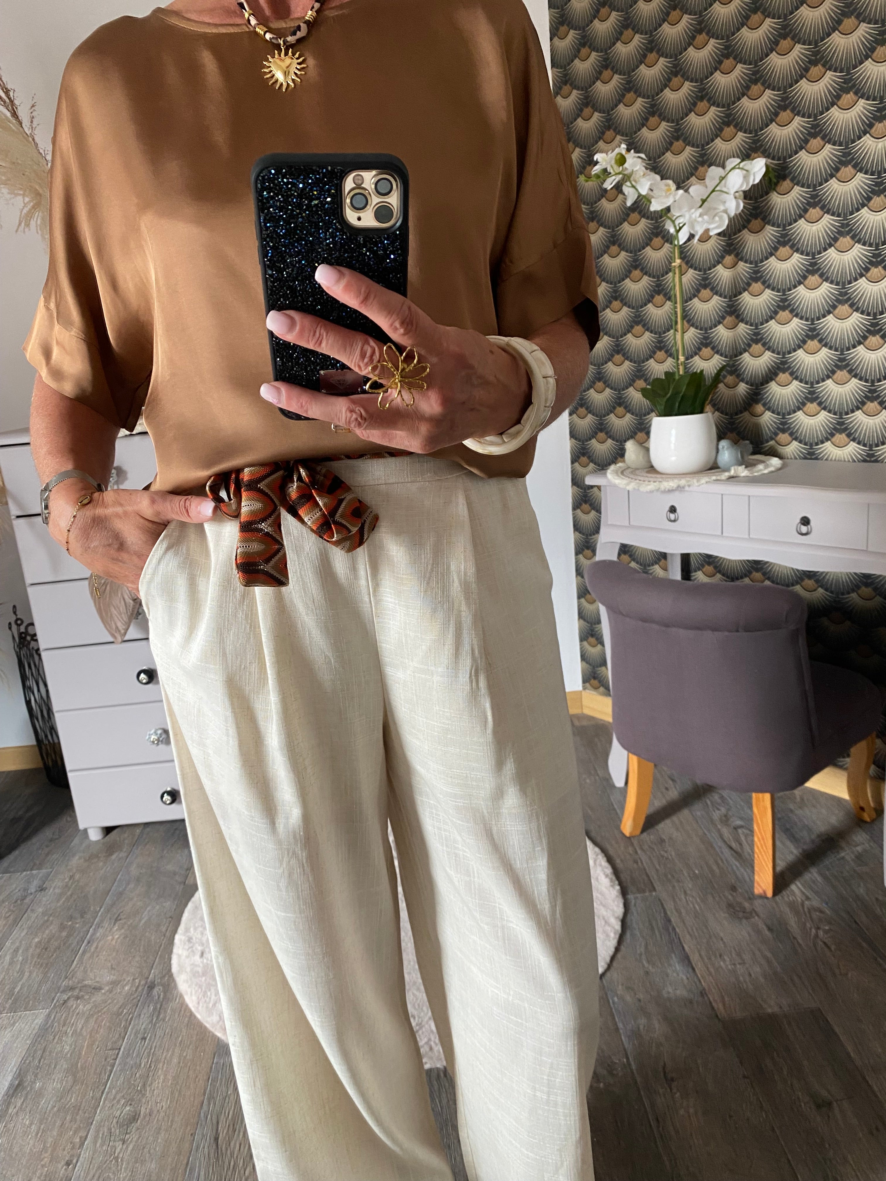 PANTALON ECRU  BRENDA TU36/42