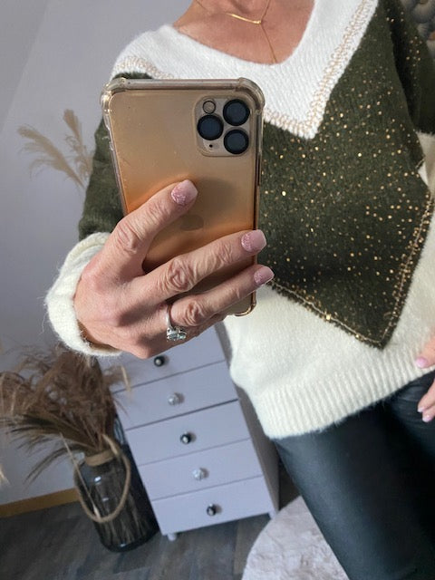 PULL TRICOLORE  KAKI  36/44