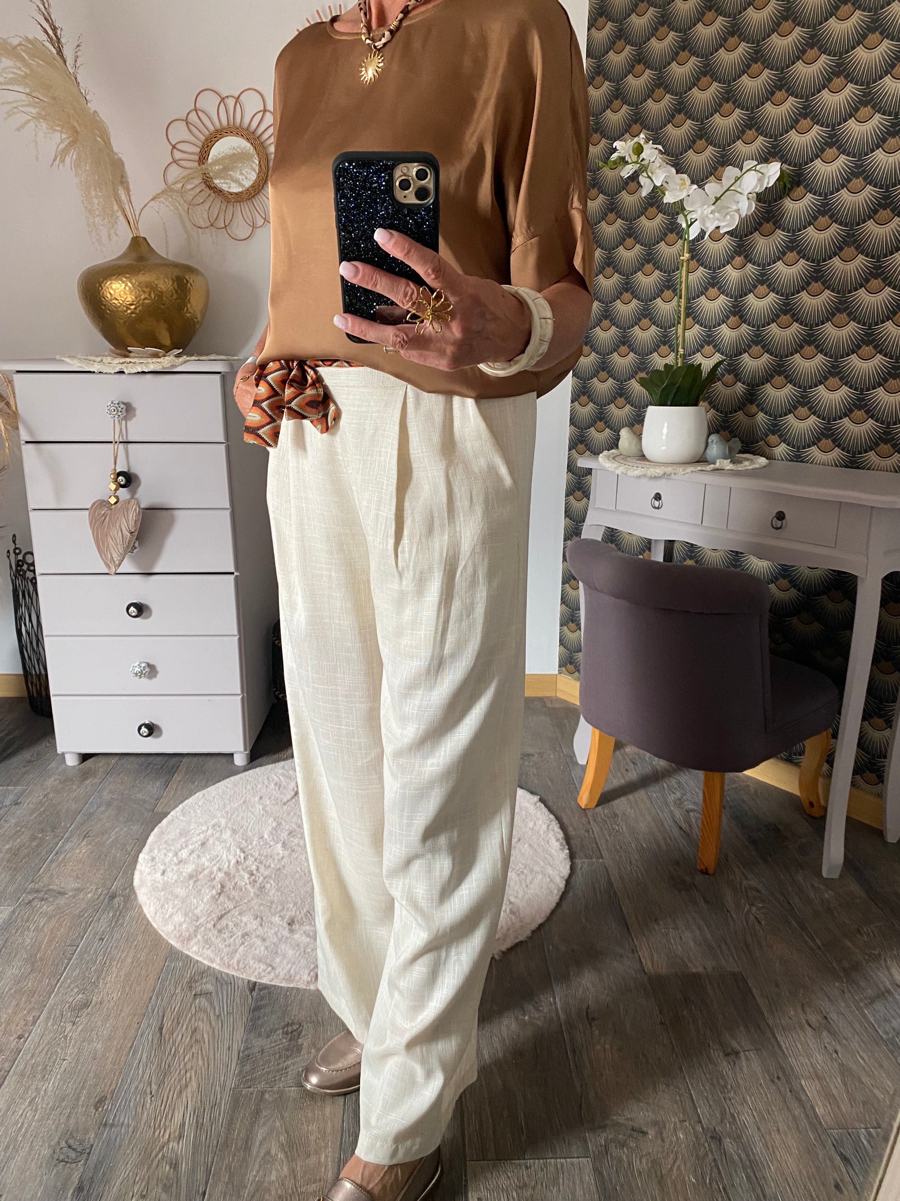 PANTALON ECRU  BRENDA TU36/42