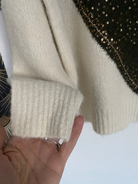 PULL TRICOLORE  KAKI  36/44