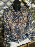 BOMBERS ZIPPE IMPRIME BLEU MARINE TU 36/42 PETIT 44