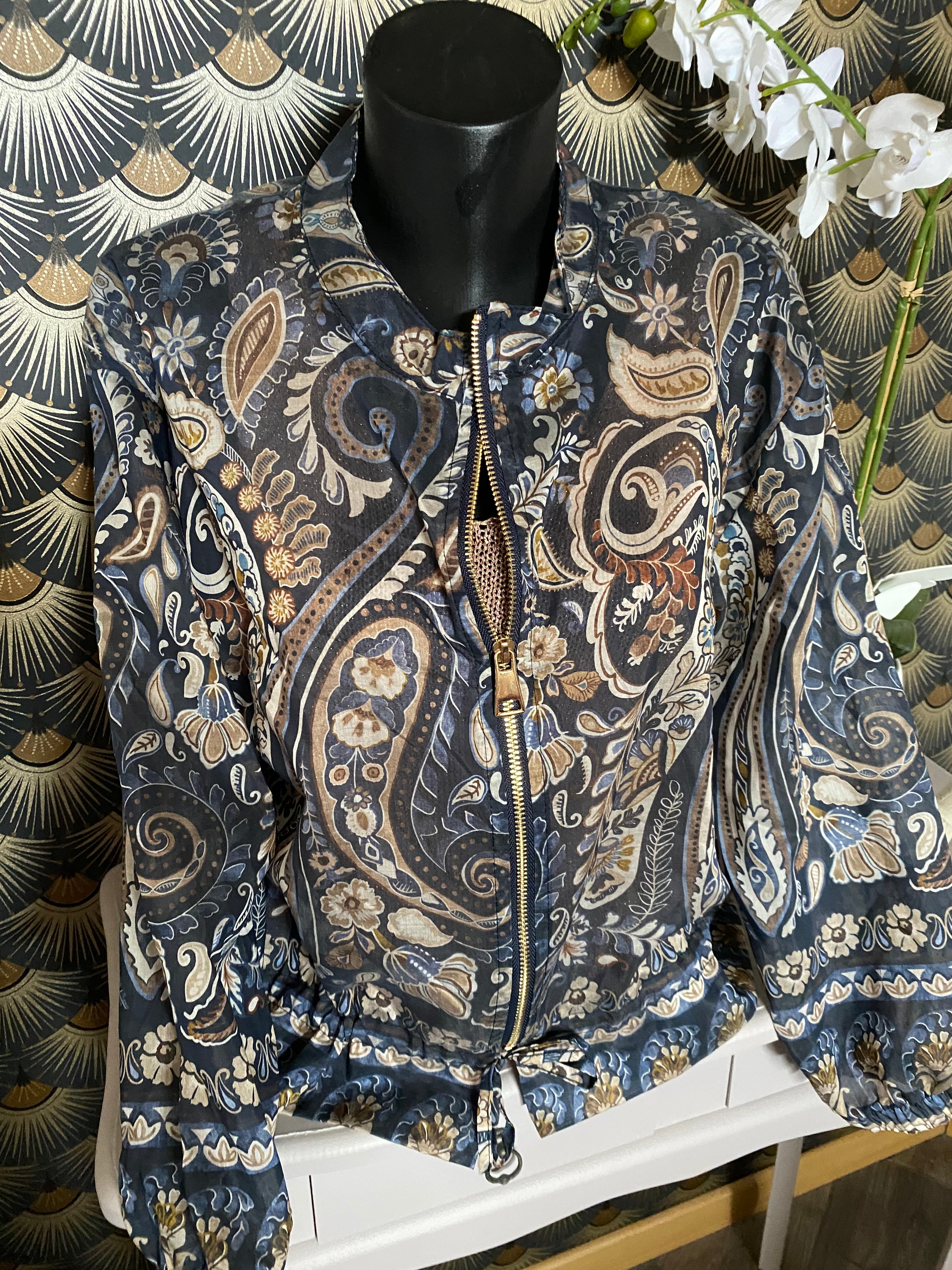 BOMBERS ZIPPE IMPRIME BLEU MARINE TU 36/42 PETIT 44