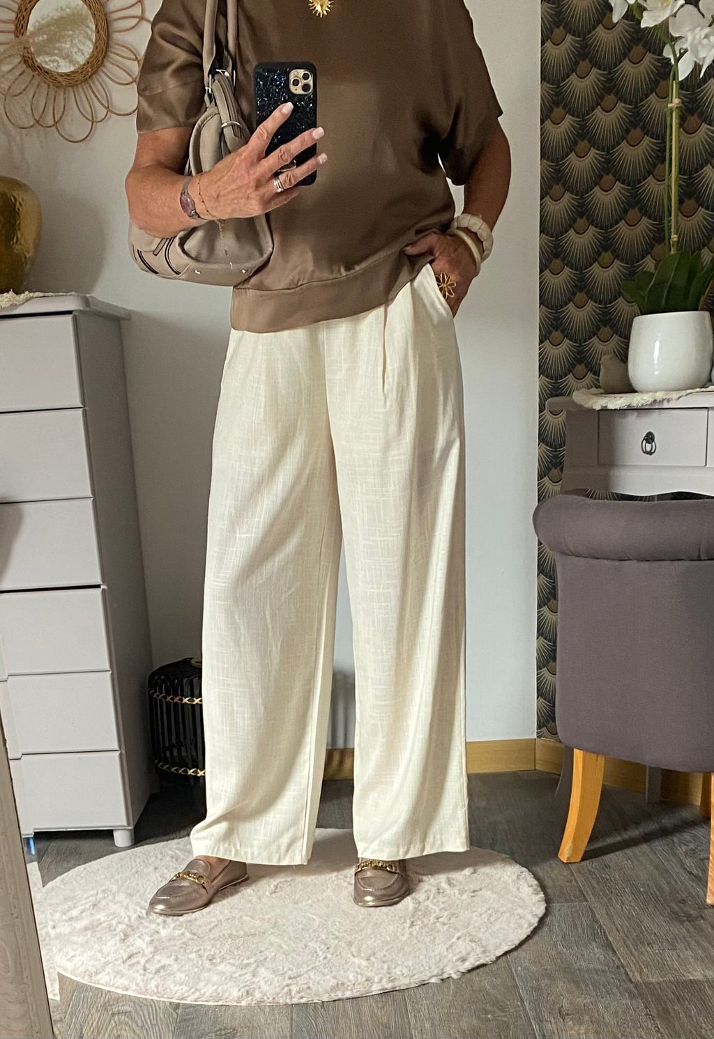 PANTALON ECRU  BRENDA TU36/42