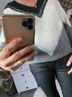 PULL TRICOLORE  GRIS  36/44