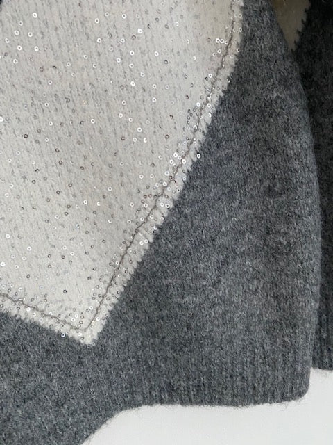 PULL TRICOLORE  GRIS  36/44