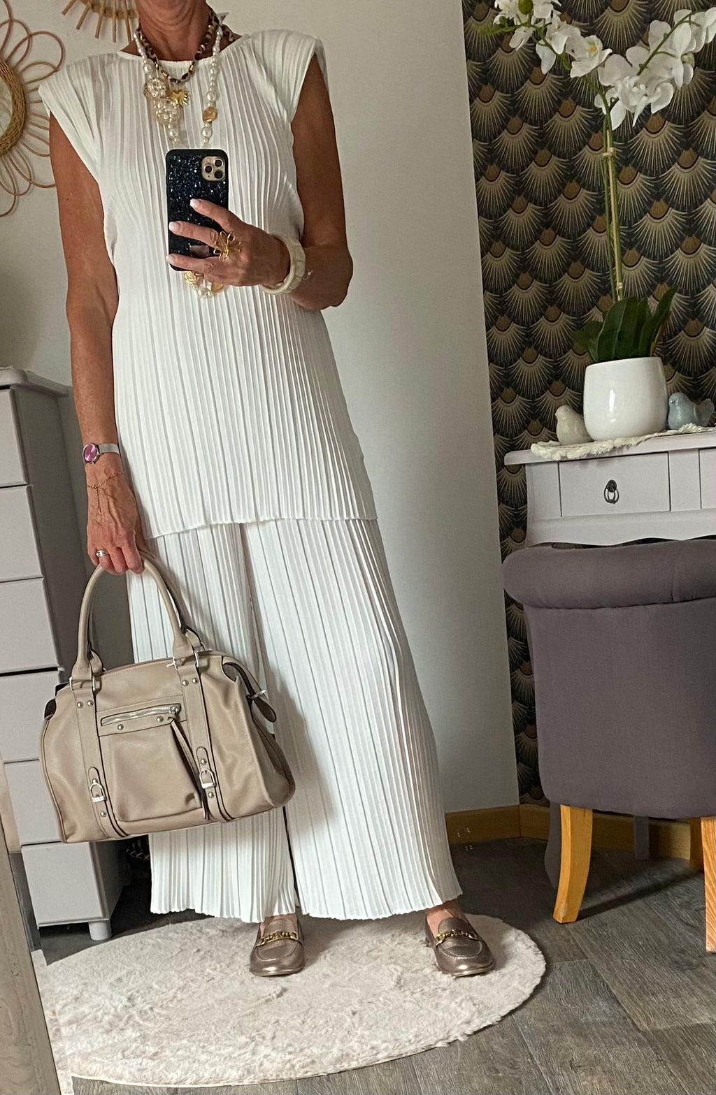 ENSEMBLE   PANTALON PLISSE BLANC  TU  36/48