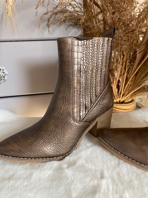 BOTTINES EFFET CROCO BRONZE     36/37/38/39/40/41
