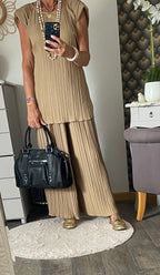 ENSEMBLE   PANTALON PLISSE CAMEL   TU  36/48