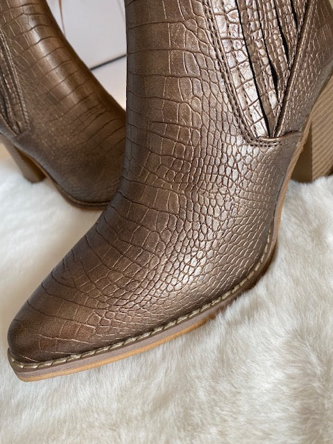 BOTTINES EFFET CROCO BRONZE     36/37/38/39/40/41