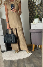 ENSEMBLE   PANTALON PLISSE CAMEL   TU  36/48