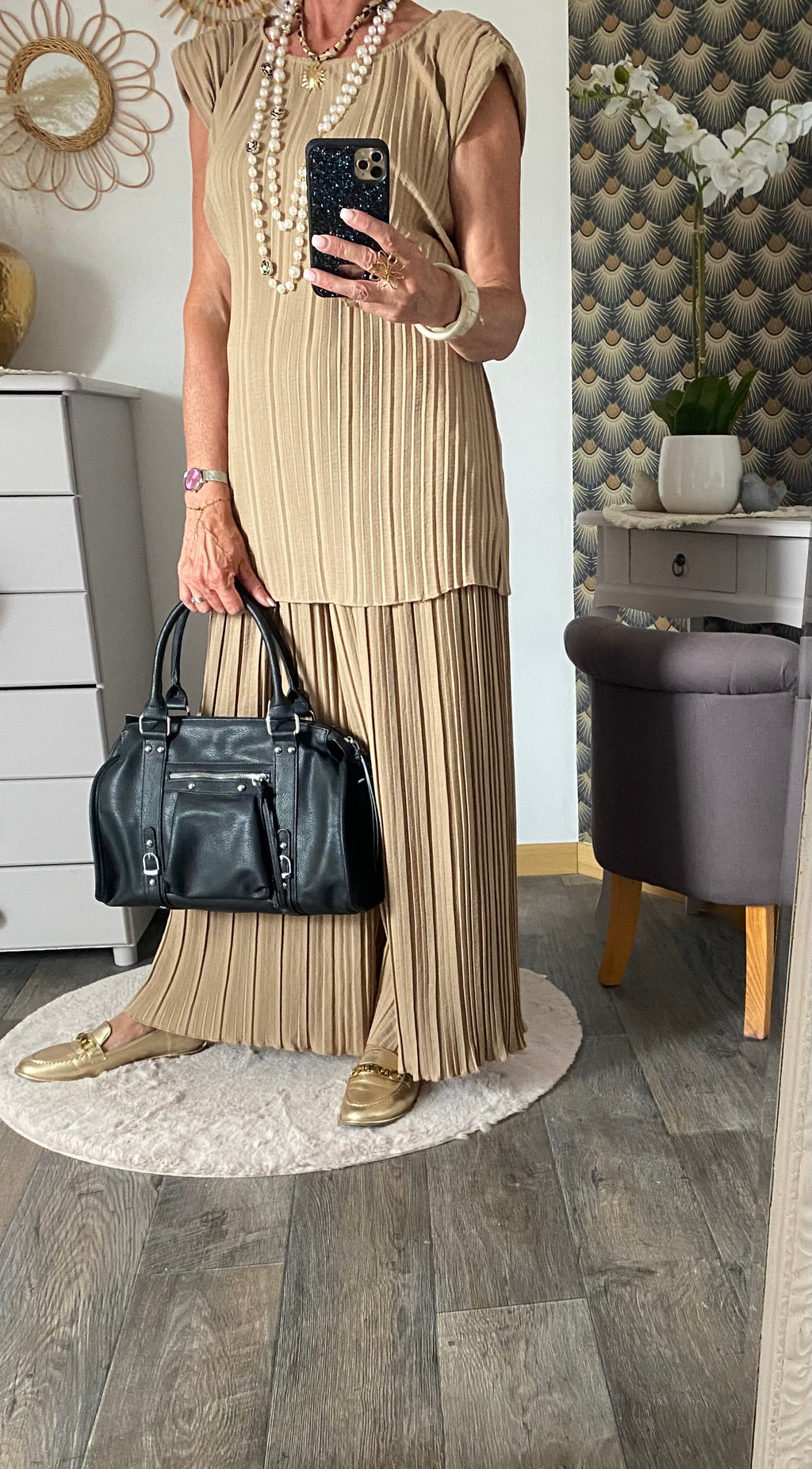 ENSEMBLE   PANTALON PLISSE CAMEL   TU  36/48