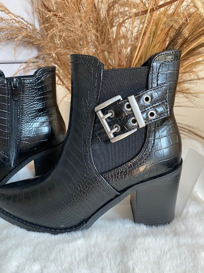 BOTTINES EFFET CROCO NOIRES  36/37/38/39/40/41