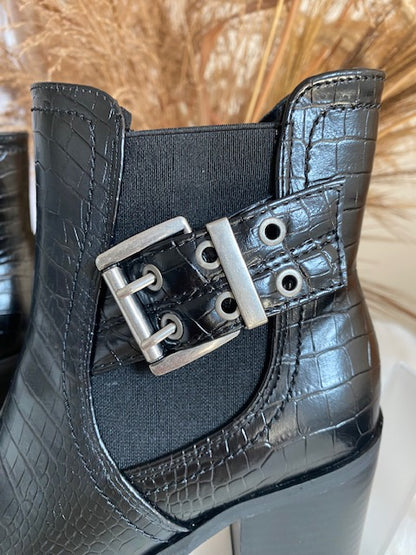 BOTTINES EFFET CROCO NOIRES  36/37/38/39/40/41