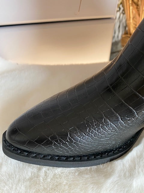 BOTTINES EFFET CROCO NOIRES  36/37/38/39/40/41