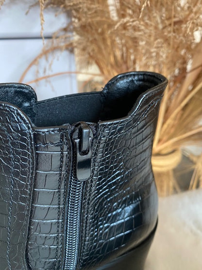 BOTTINES EFFET CROCO NOIRES  36/37/38/39/40/41