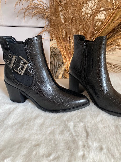 BOTTINES EFFET CROCO NOIRES  36/37/38/39/40/41