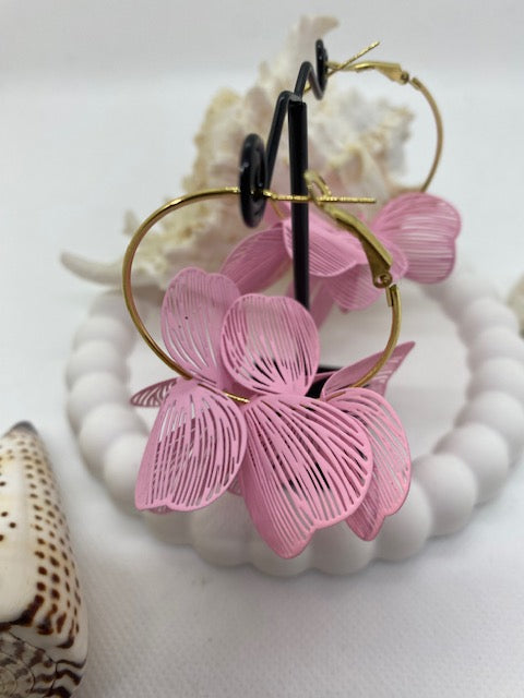 BOUCLES D 'OREILLES  CREOLES  JAMAICA  ROSES