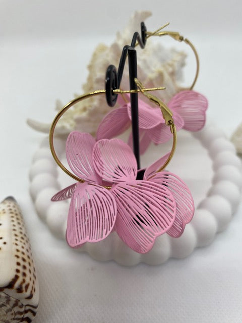 BOUCLES D 'OREILLES  CREOLES  JAMAICA  ROSES