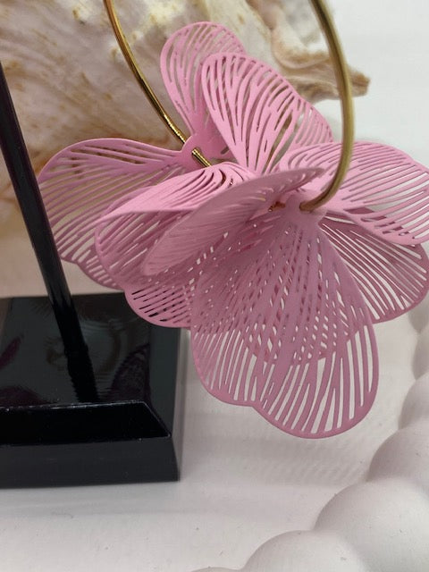 BOUCLES D 'OREILLES  CREOLES  JAMAICA  ROSES