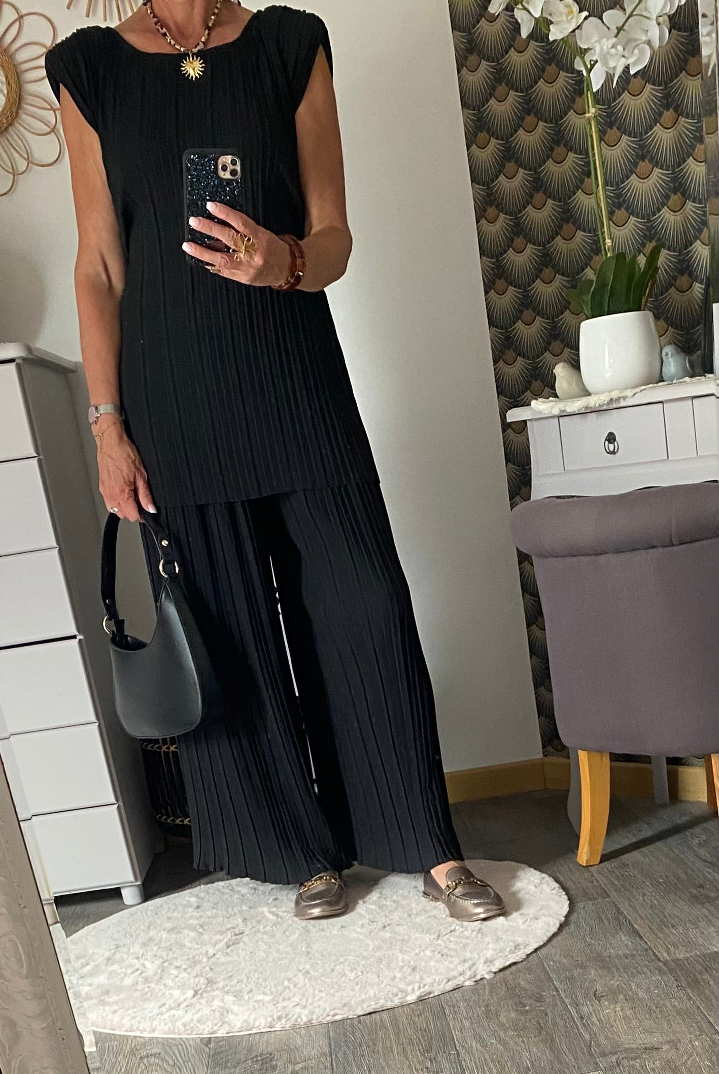 ENSEMBLE   PANTALON PLISSE NOIR  TU  36/48