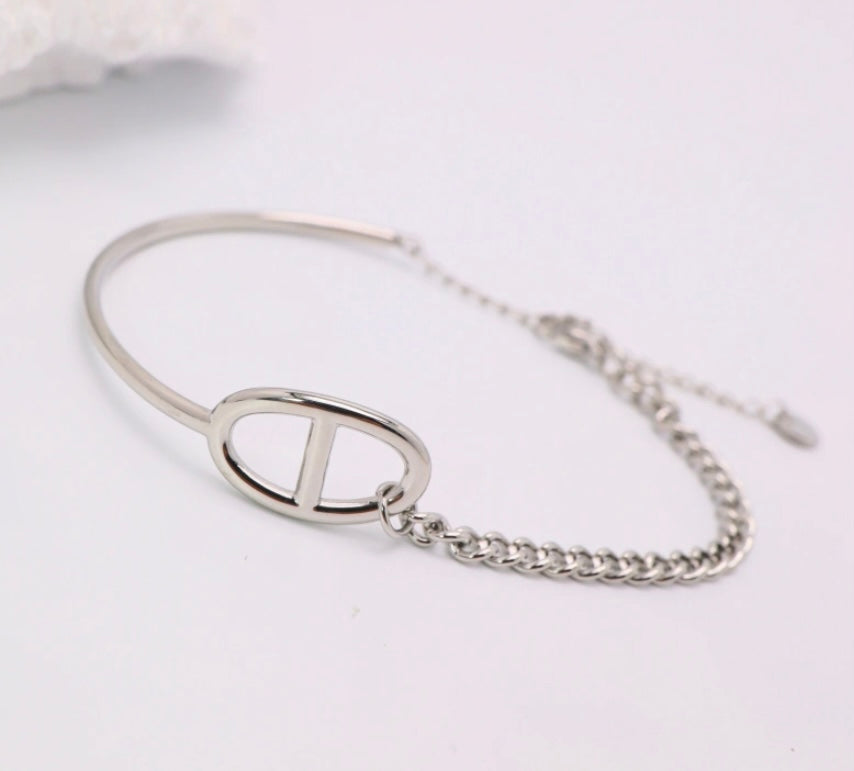 BRACELET SEMI RIGIDE   COULEUR ARGENT