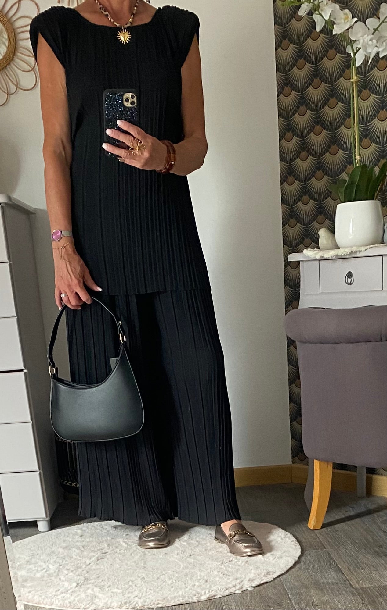 ENSEMBLE   PANTALON PLISSE NOIR  TU  36/48