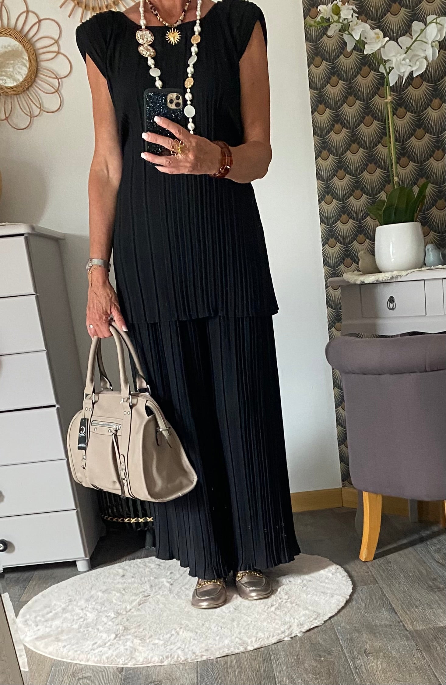 ENSEMBLE   PANTALON PLISSE NOIR  TU  36/48