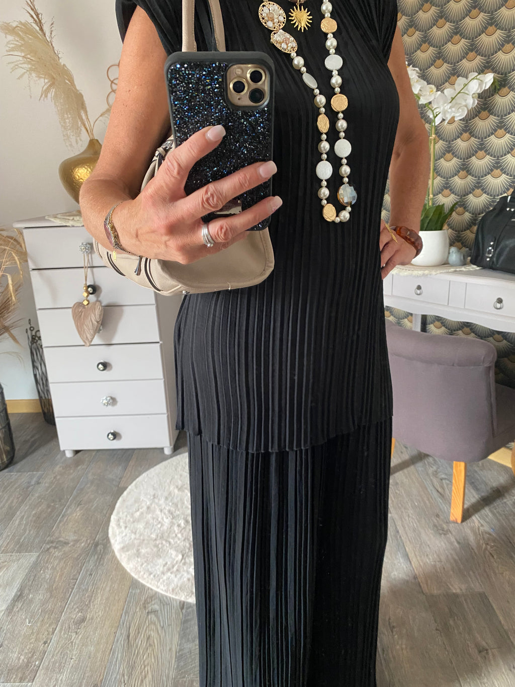 ENSEMBLE   PANTALON PLISSE NOIR  TU  36/48