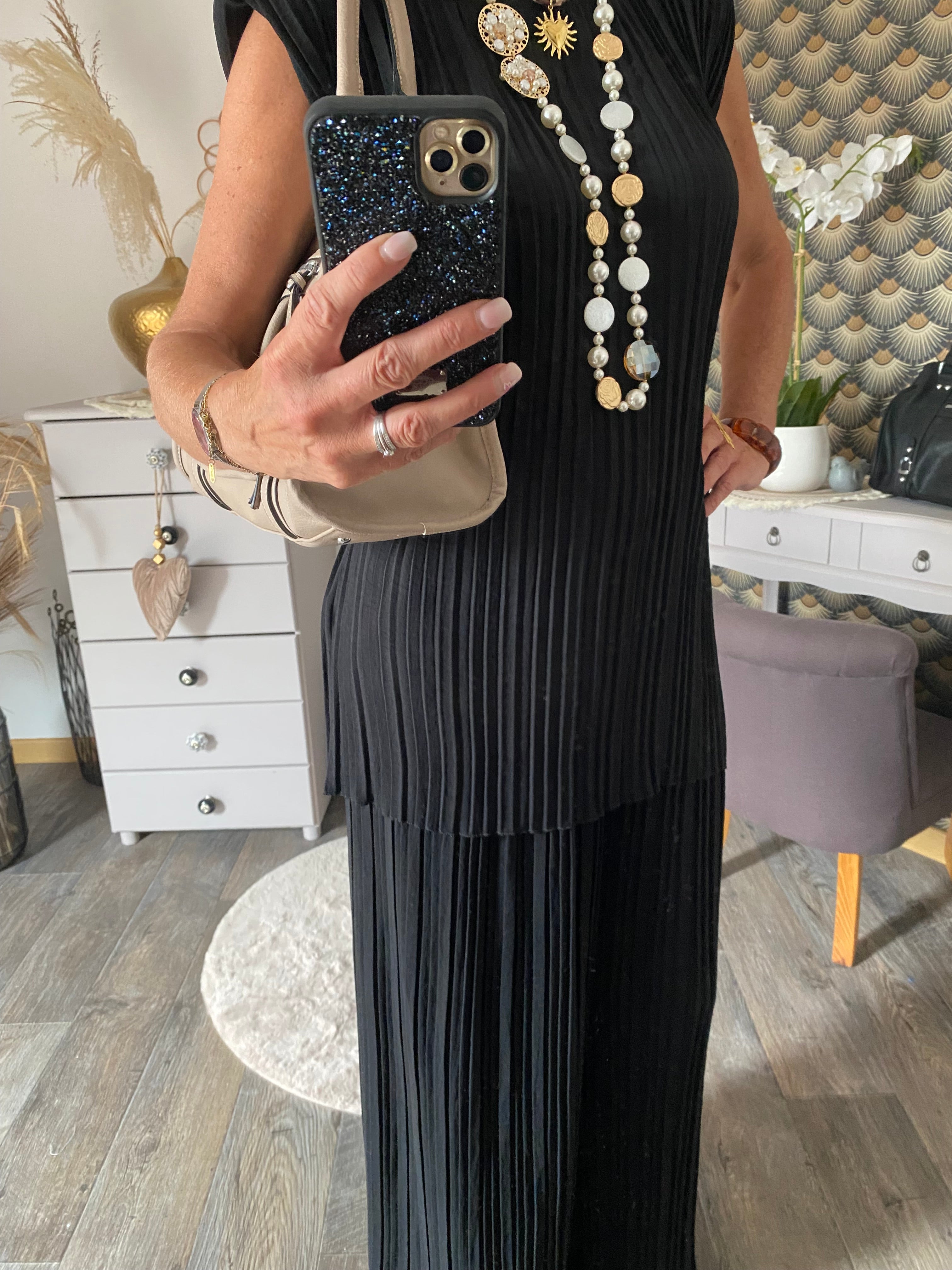 ENSEMBLE   PANTALON PLISSE NOIR  TU  36/48