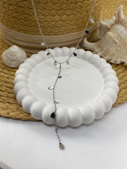 COLLIER Y SECHELLE  COULEUR ARGENT   ACIER INOXYDABLE