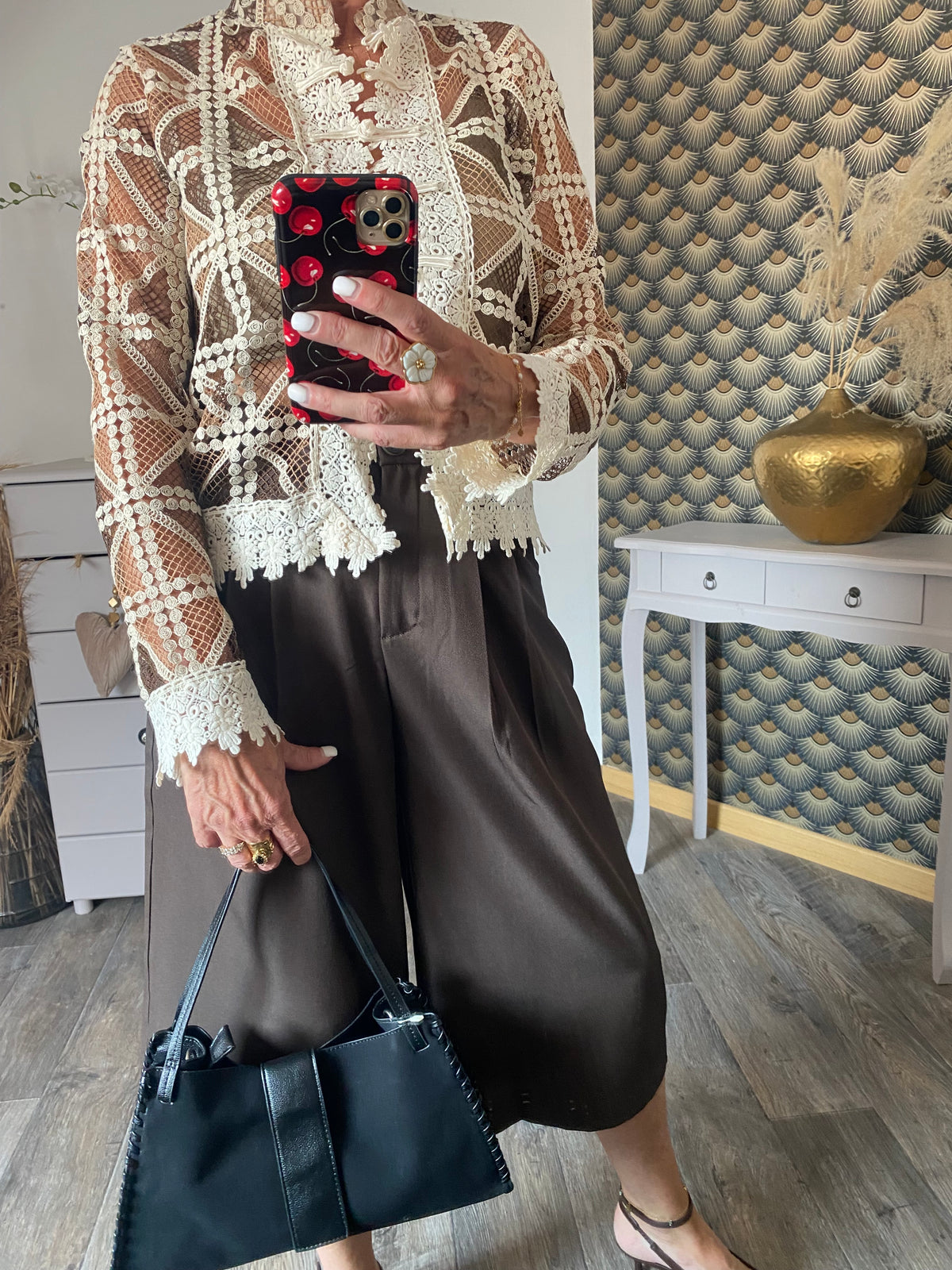 VESTE CROCHET OFFICIER CHOCO ET  ECRU   TU 34/40 PETIT 42