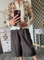 VESTE CROCHET OFFICIER CHOCO ET  ECRU   TU 34/40 PETIT 42
