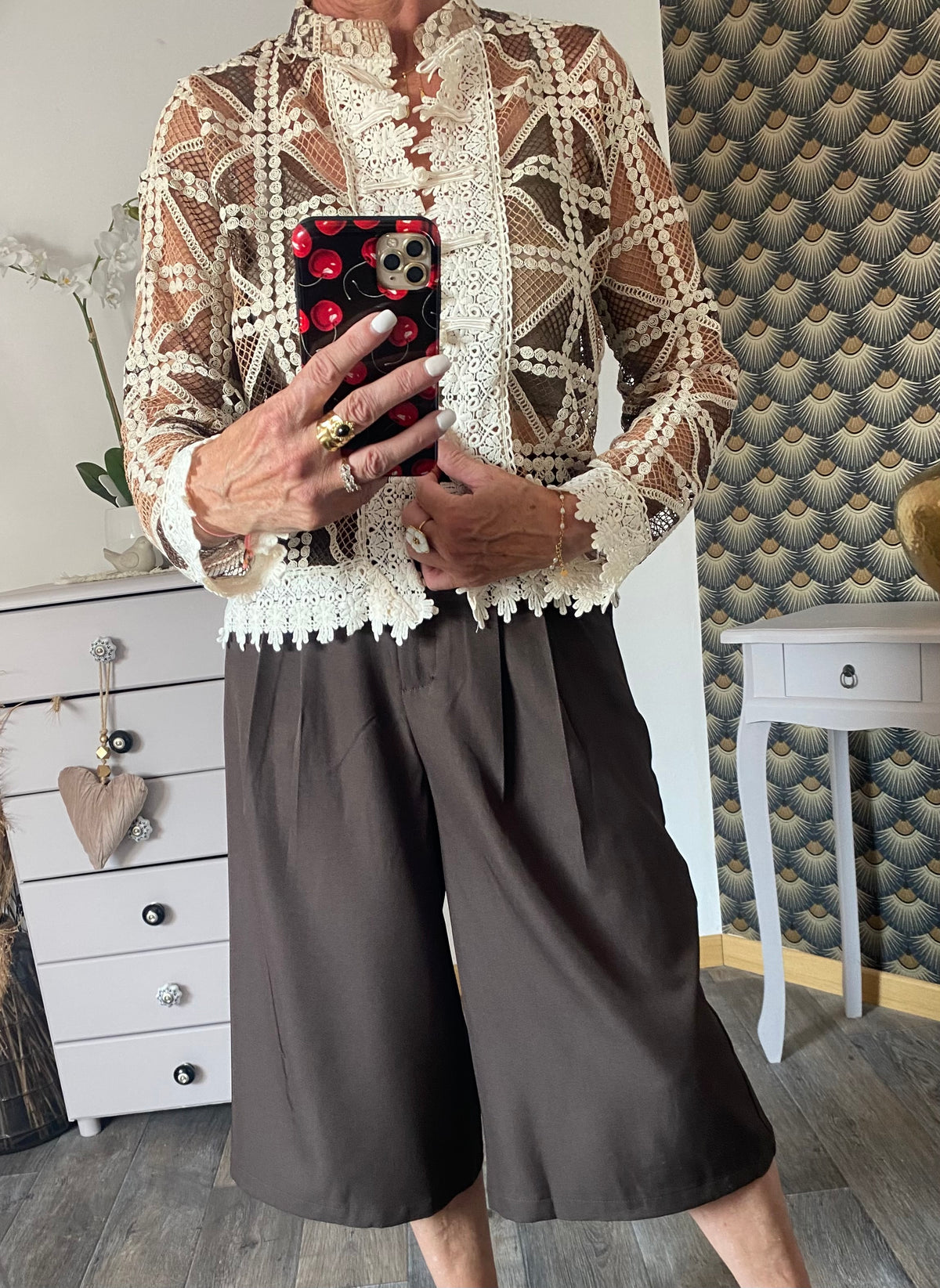 VESTE CROCHET OFFICIER CHOCO ET  ECRU   TU 34/40 PETIT 42