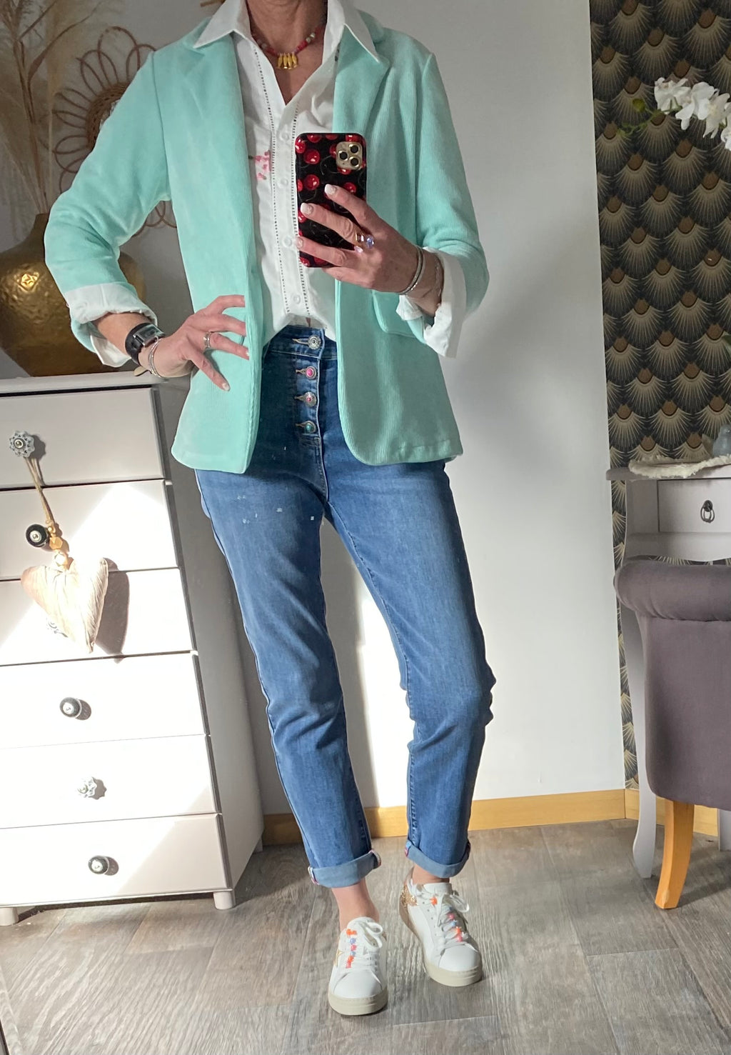 VESTE CARLA VERT D'EAU TAILLE S/ M