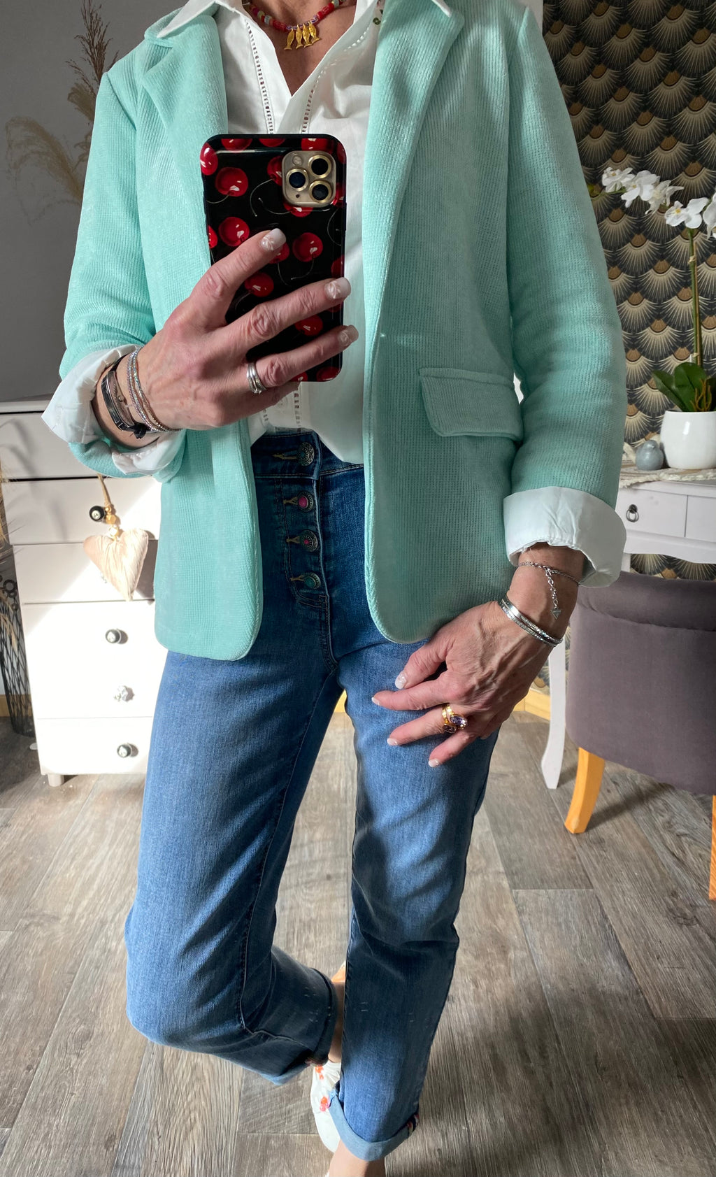 VESTE CARLA VERT D'EAU TAILLE S/ M