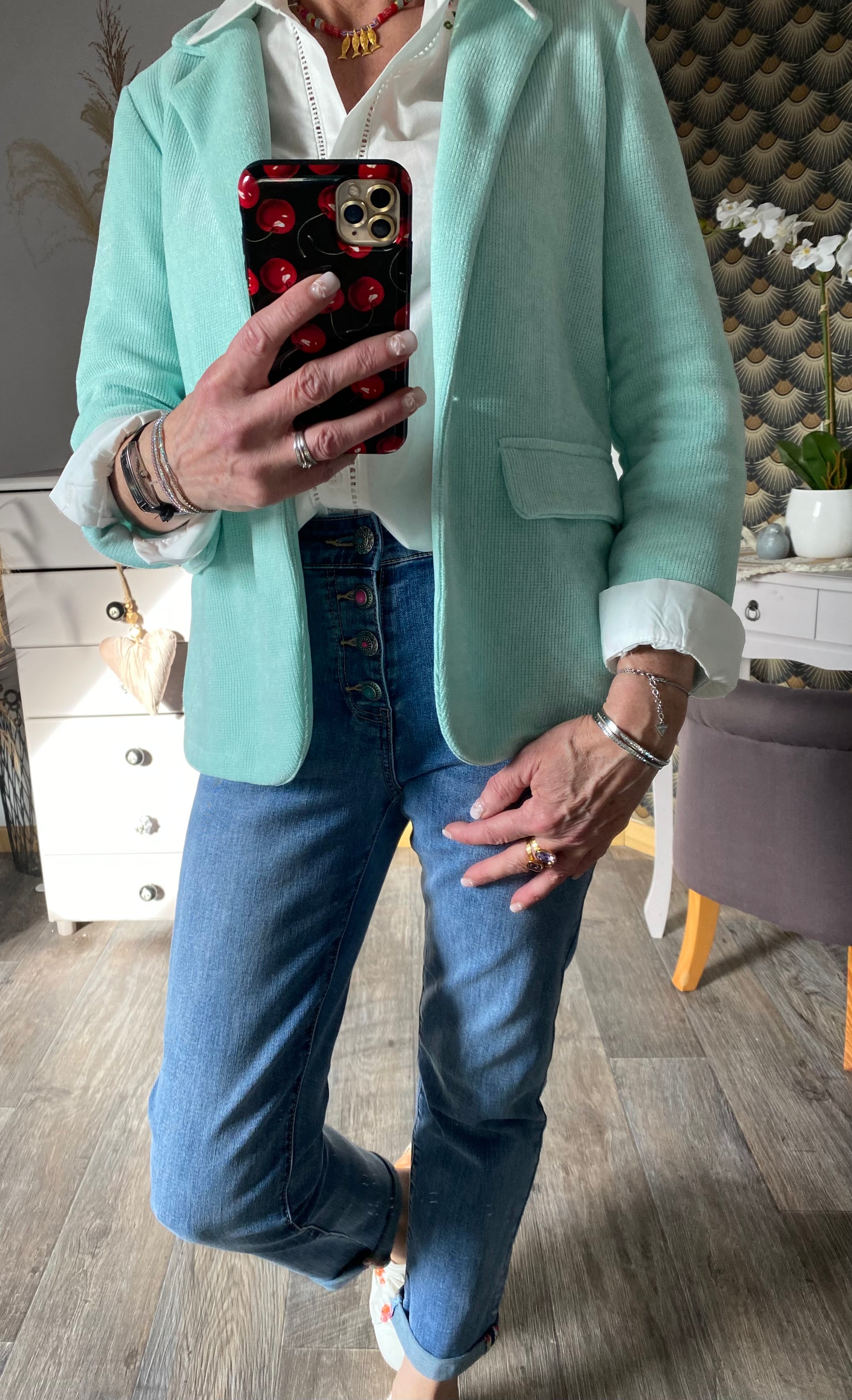 VESTE CARLA VERT D'EAU TAILLE S/ M