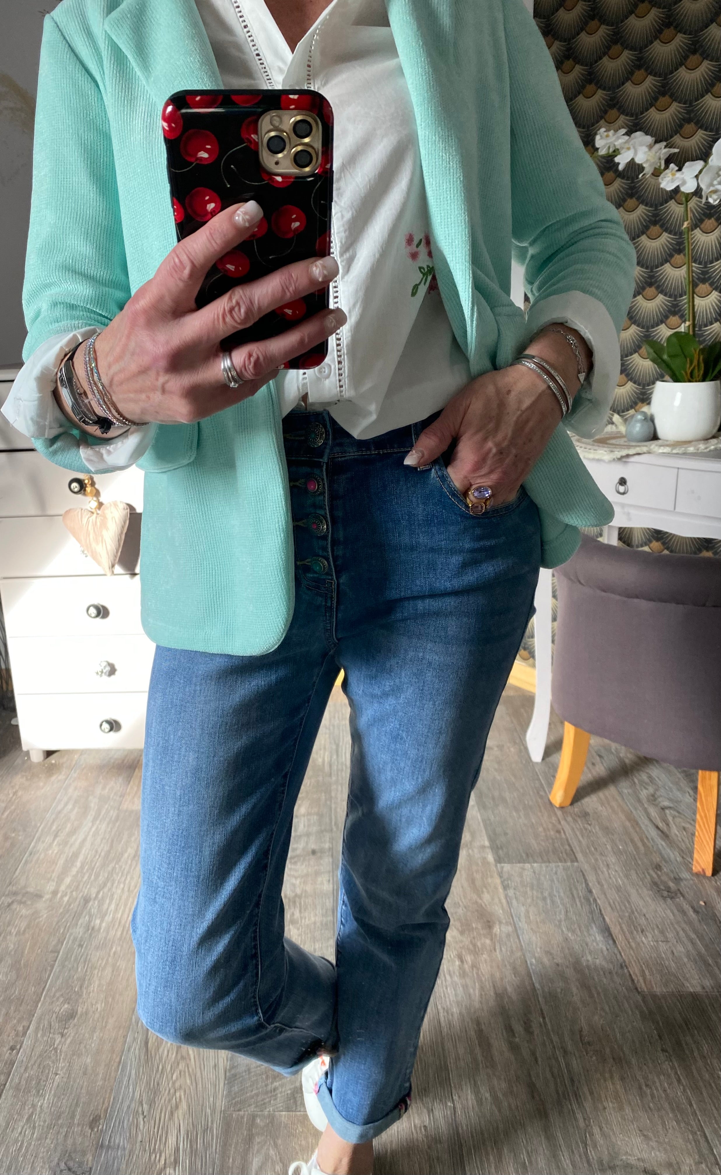 VESTE CARLA VERT D'EAU TAILLE S/ M