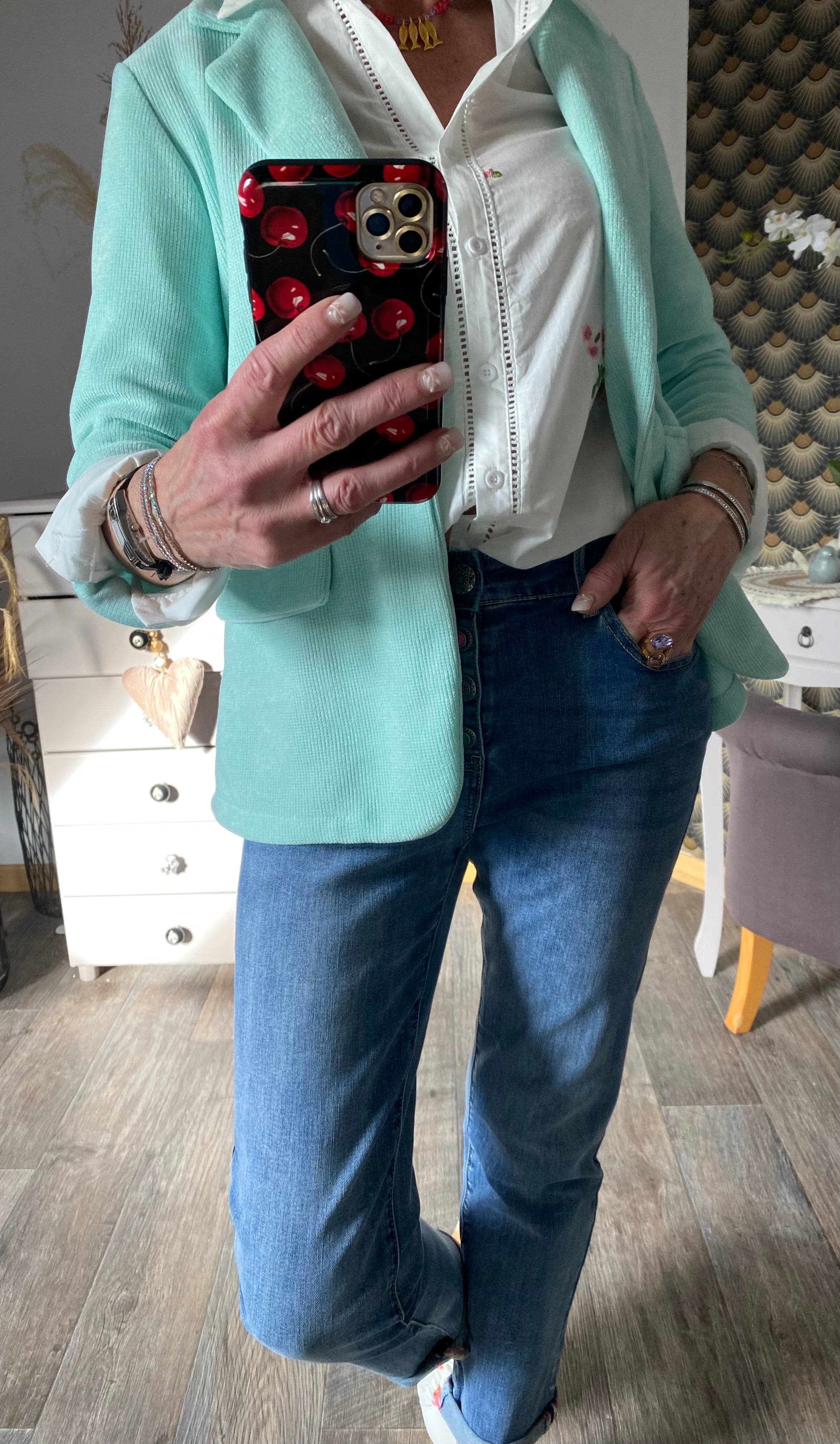 VESTE CARLA VERT D'EAU TAILLE S/ M