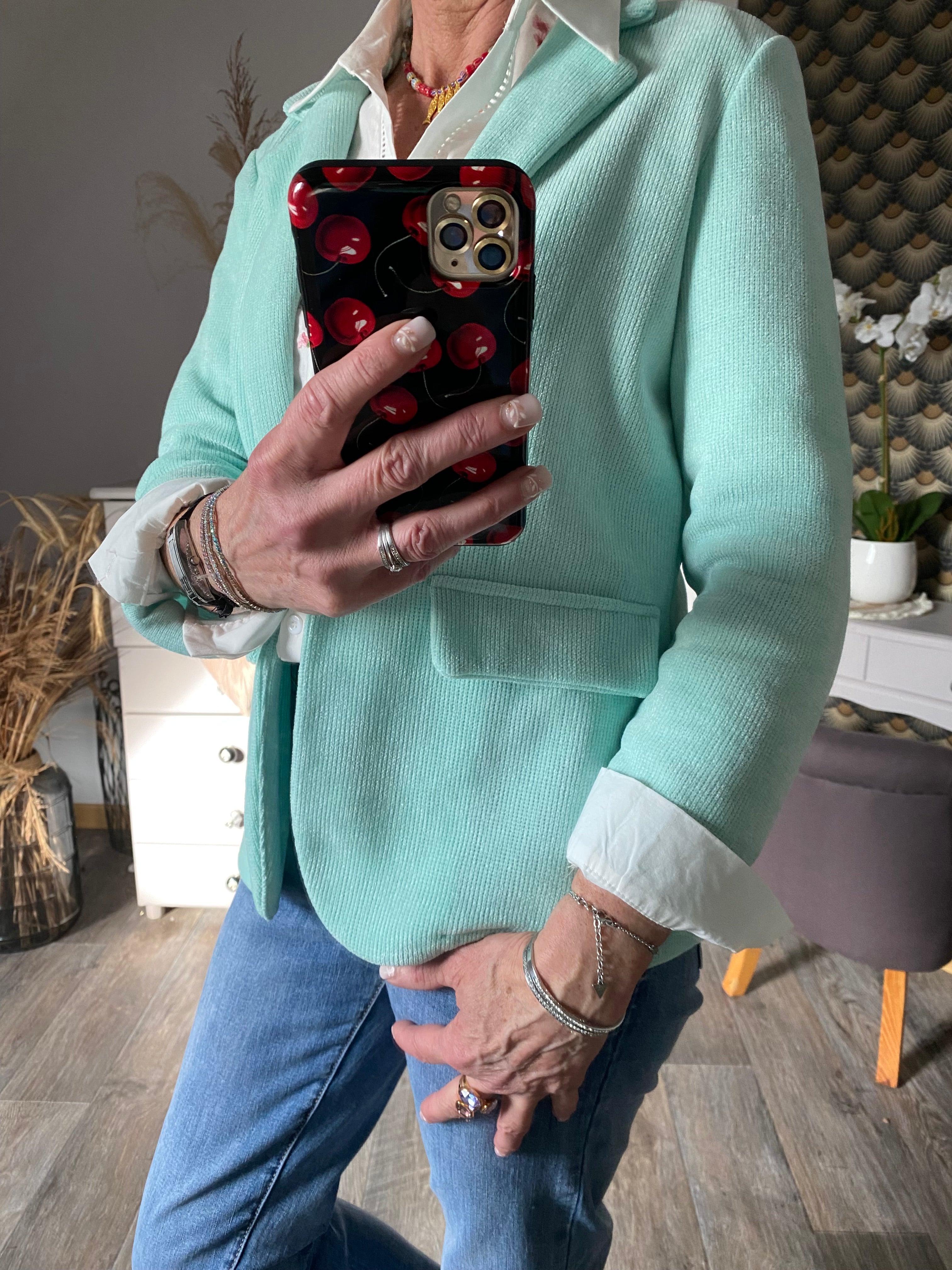 VESTE CARLA VERT D'EAU TAILLE S/ M