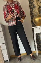 CHEMISE JULIE BRODERIES ROUGE  TAILLES : S/M OU M/L