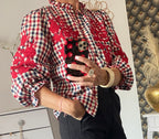 CHEMISE JULIE BRODERIES ROUGE  TAILLES : S/M OU M/L