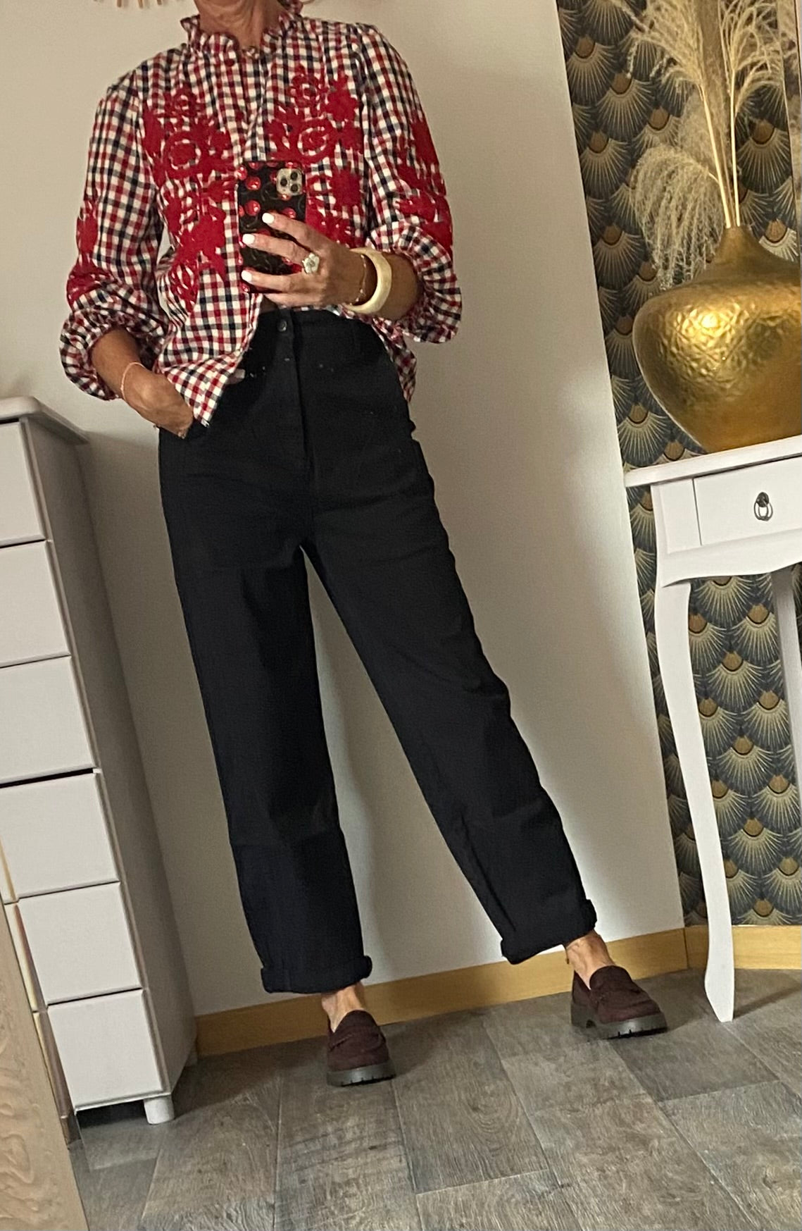 PANTALON JEAN BALLOON NOIR , PLACE DU JOUR  TAILLES: 36/38/40