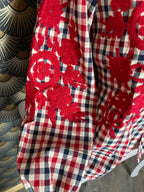 CHEMISE JULIE BRODERIES ROUGE  TAILLES : S/M OU M/L