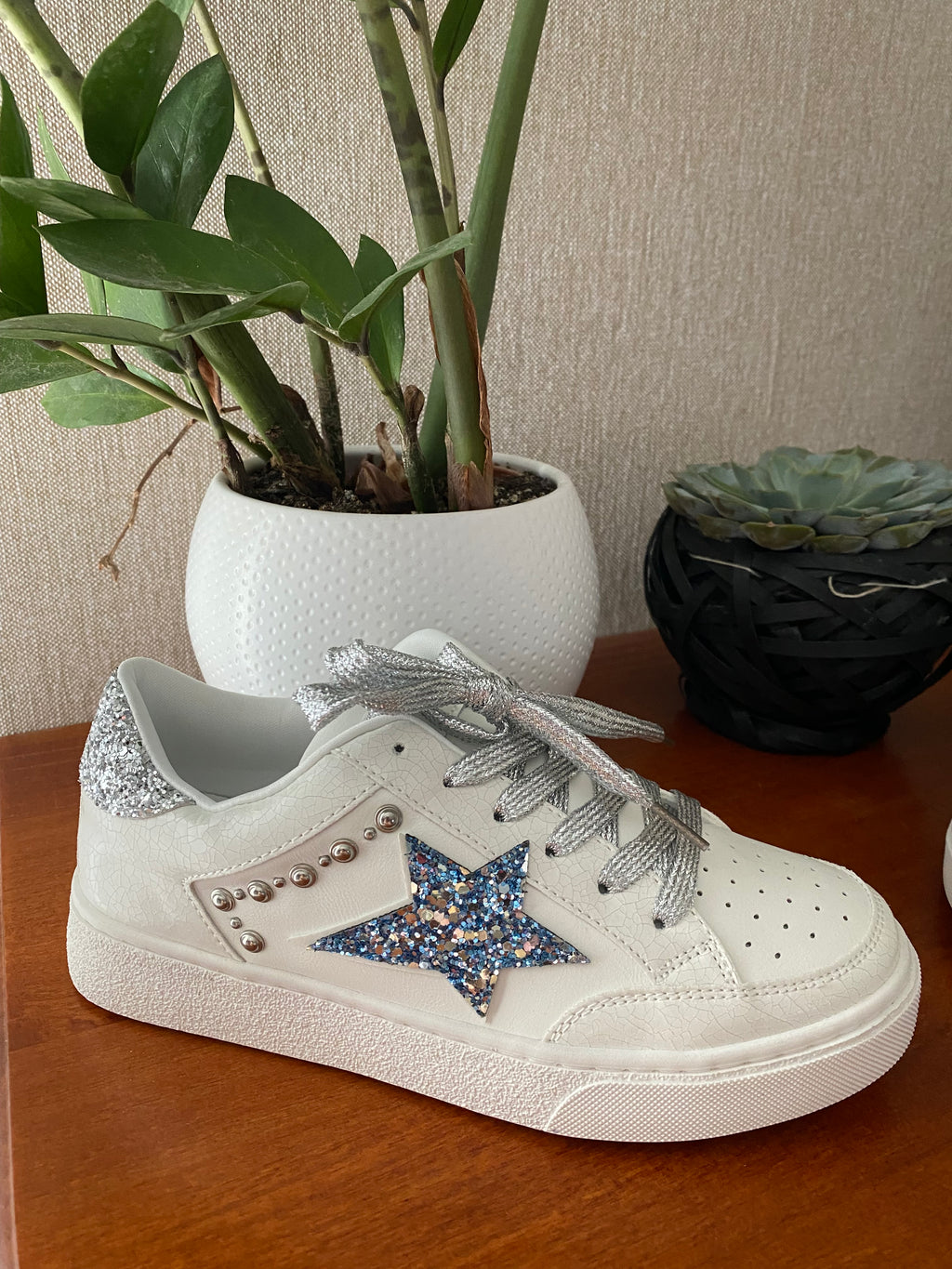 BASKETS FINDLAY BLEU ET ARGENT TAILLES 36/37/38/39/40/41