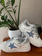 BASKETS FINDLAY BLEU ET ARGENT TAILLES 36/37/38/39/40/41